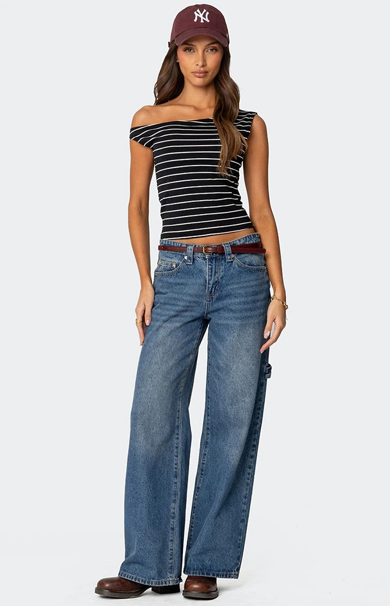 Edikted Keryn Striped Asymmetric Top