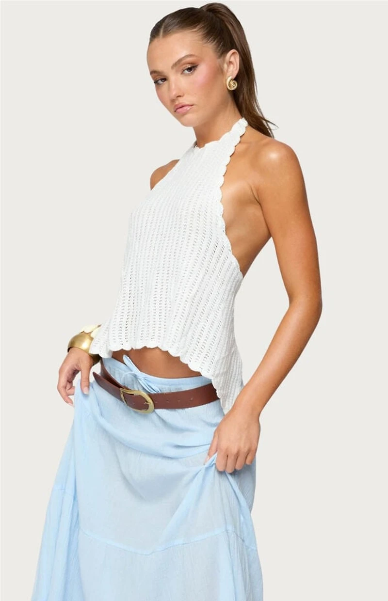 Edikted Ivey Backless Crochet Halter Top