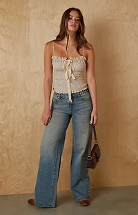 Your Favorite Clemmie Plaid Lace Tie Tank Top