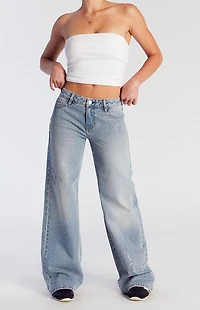 Pacsun Casey Low Rise Baggy Jeans Rhinestone Butterfly
