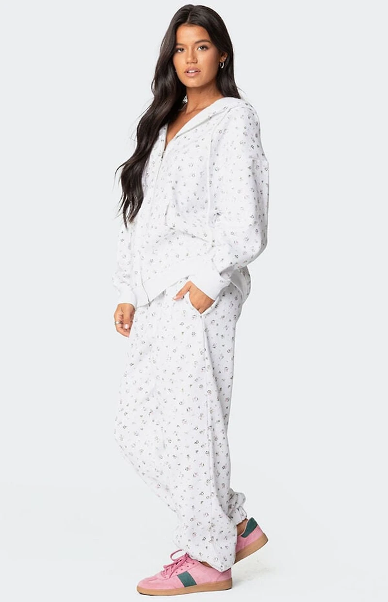 Edikted Bouquet Oversized Zip Up Hoodie