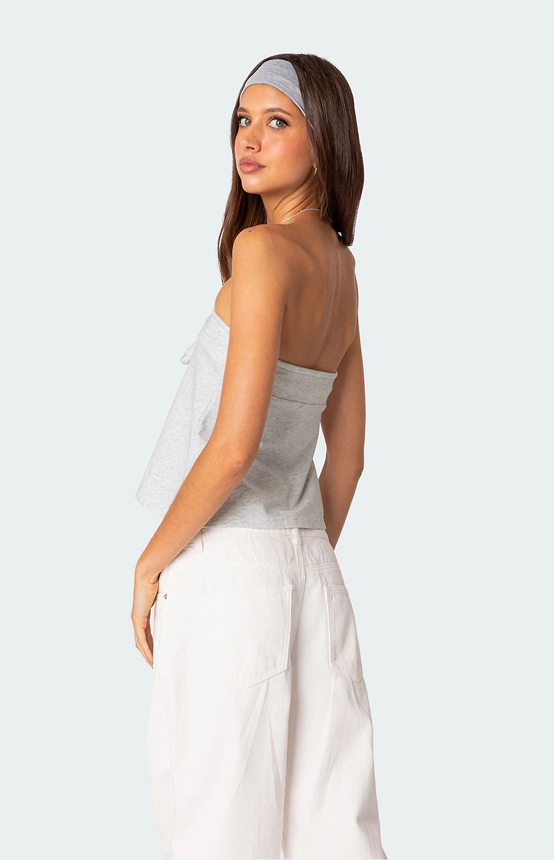Edikted Caroline Tie Front Strapless Top