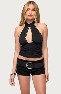 Edikted Mahliah Studded Cutout Halter Top