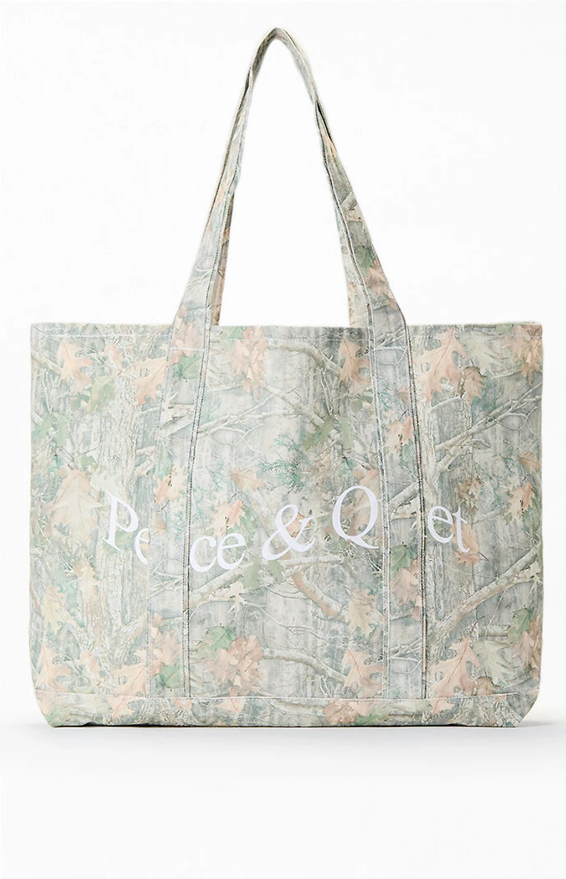 MUSEUM OF PEACE & QUIET Wordmark Camo Tote Bag
