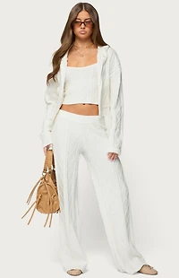 Edikted Louise Straight Leg Cable Knit Pants