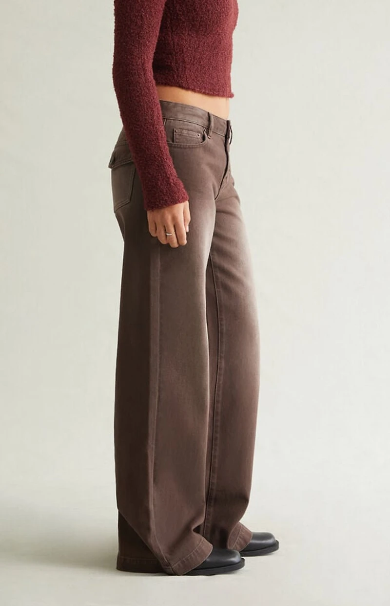 Pacsun Casey Low Rise Baggy Jeans Button Pocket Brown