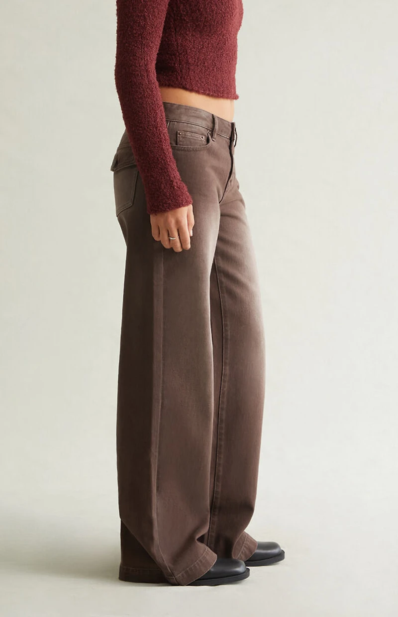 Pacsun Casey Low Rise Baggy Jeans Button Pocket Brown