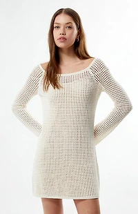 Your Favorite Elena Crochet Boat Neck Mini Dress