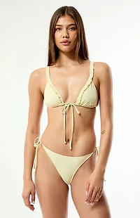 Pacsun Yellow Gingham Leora Ruffle Triangle Bikini Top