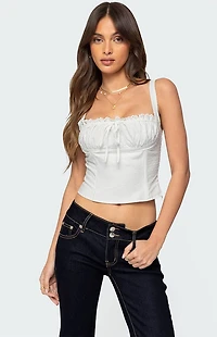 Edikted Dulcie Dotted Cotton Bustier Top