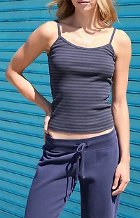 John Galt Blue & Black Skylar Striped Tank Top