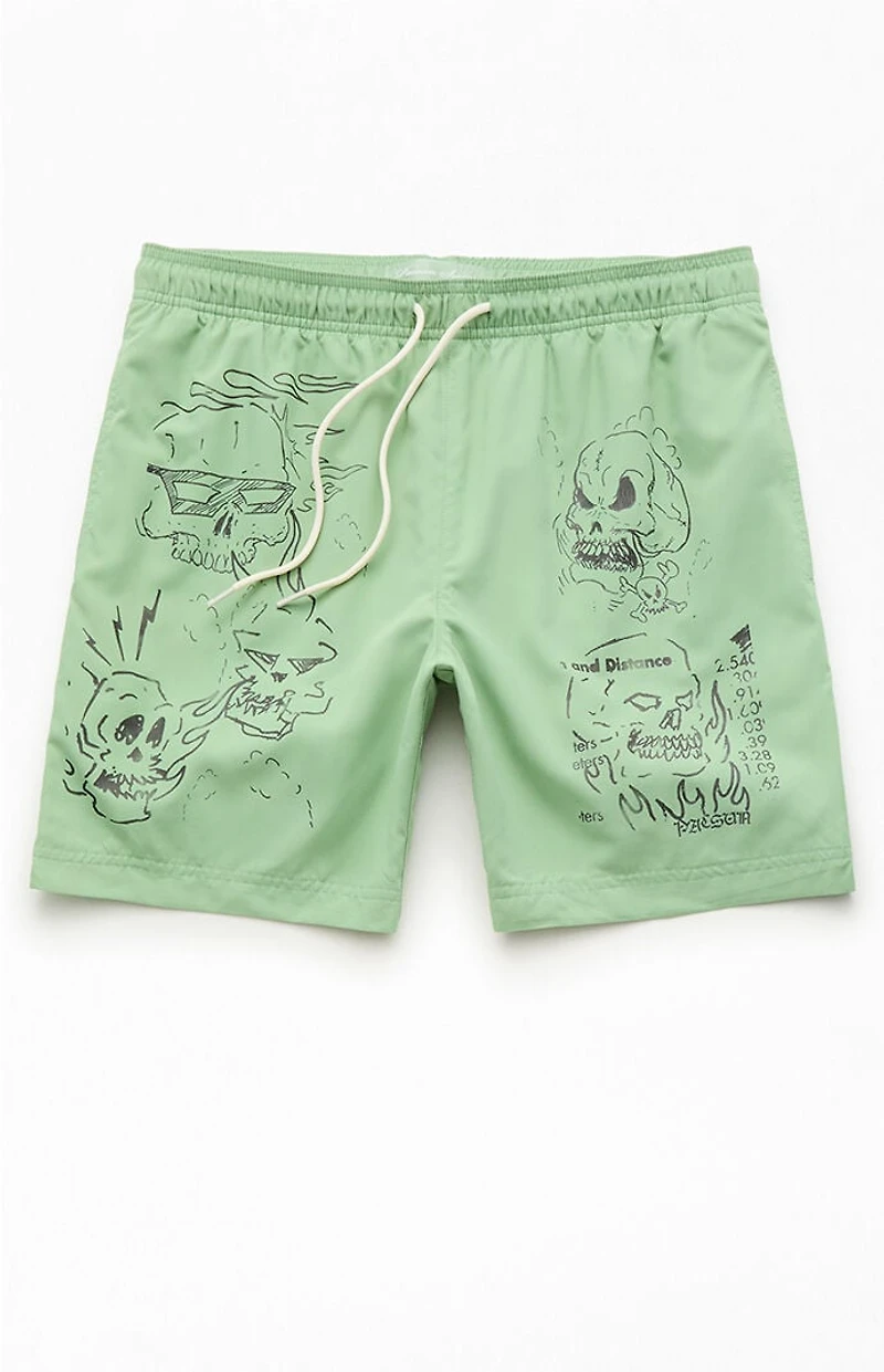 Pacsun Sketchbook Seersucker 6.5" Swim Trunks