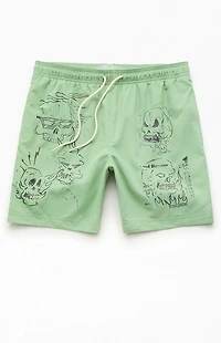 Pacsun Sketchbook Seersucker 6.5" Swim Trunks