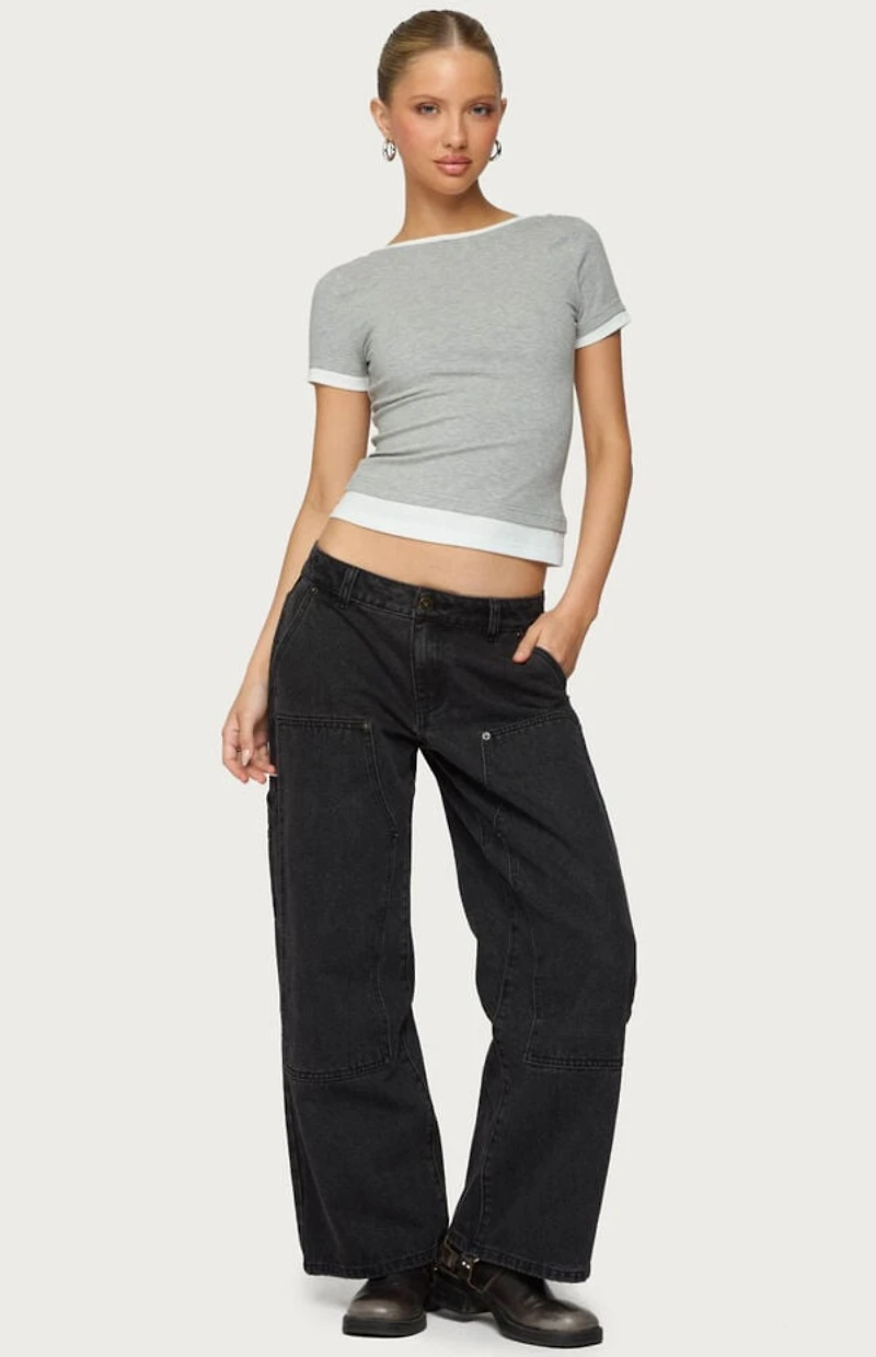 Edikted Petite Ayla Low Rise Carpenter Jeans
