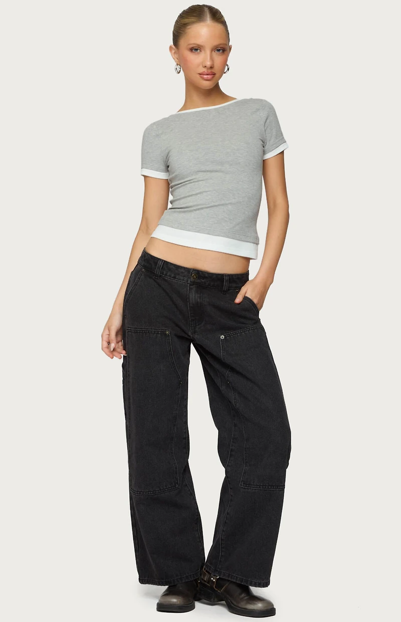 Edikted Petite Ayla Low Rise Carpenter Jeans