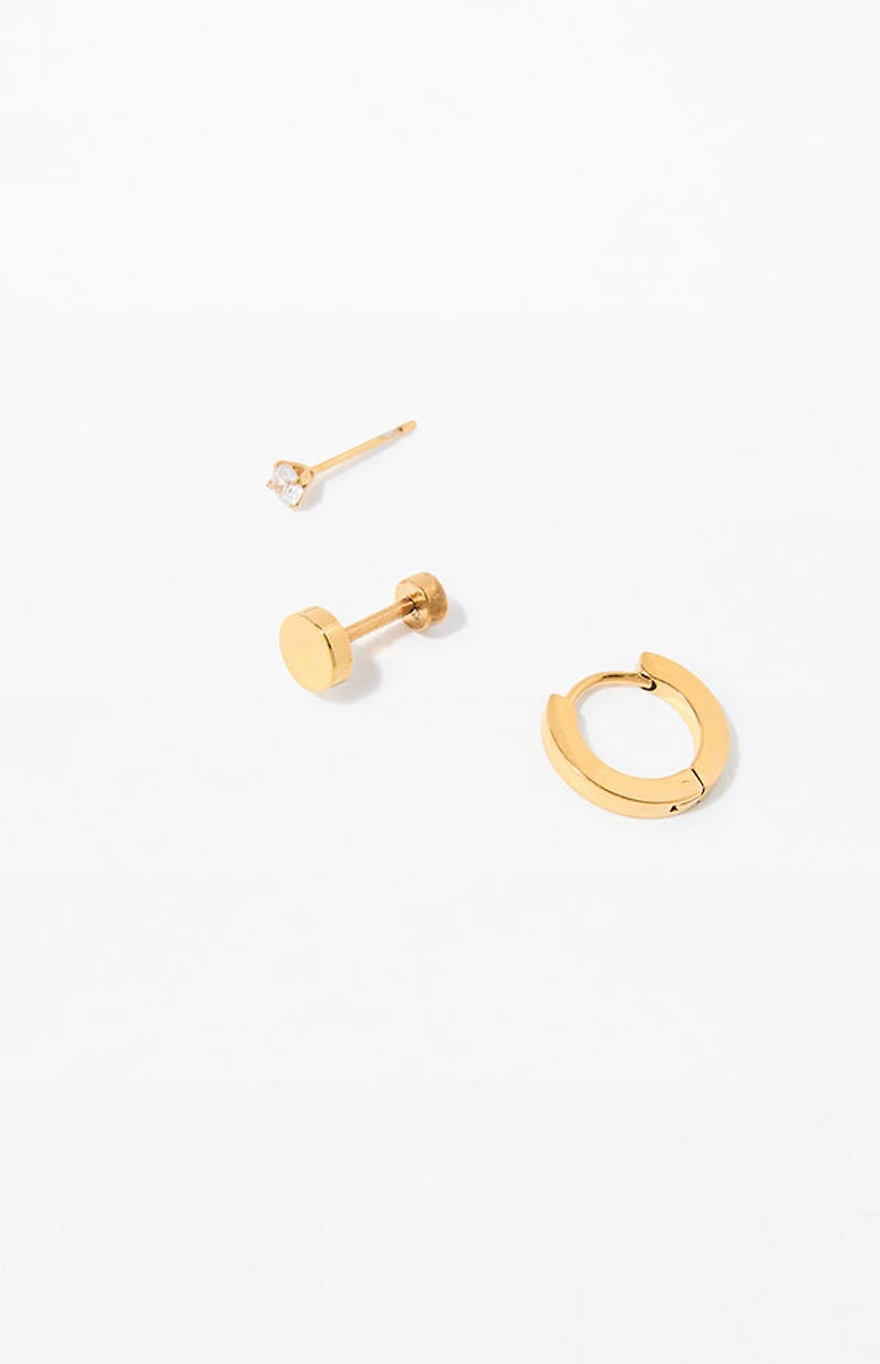 Pacsun 3 Piece Gold Mixed Earrings
