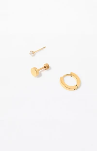 Pacsun 3 Piece Gold Mixed Earrings