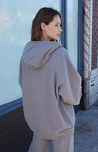 John Galt Light Gray Christy Full Zip Oversized Hoodie
