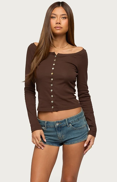 Edikted Cameo Boat Neck Button Up