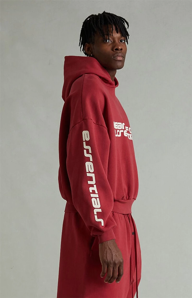 Fear of God ESSENTIALS Crimson Cropped Relaxed Hoodie
