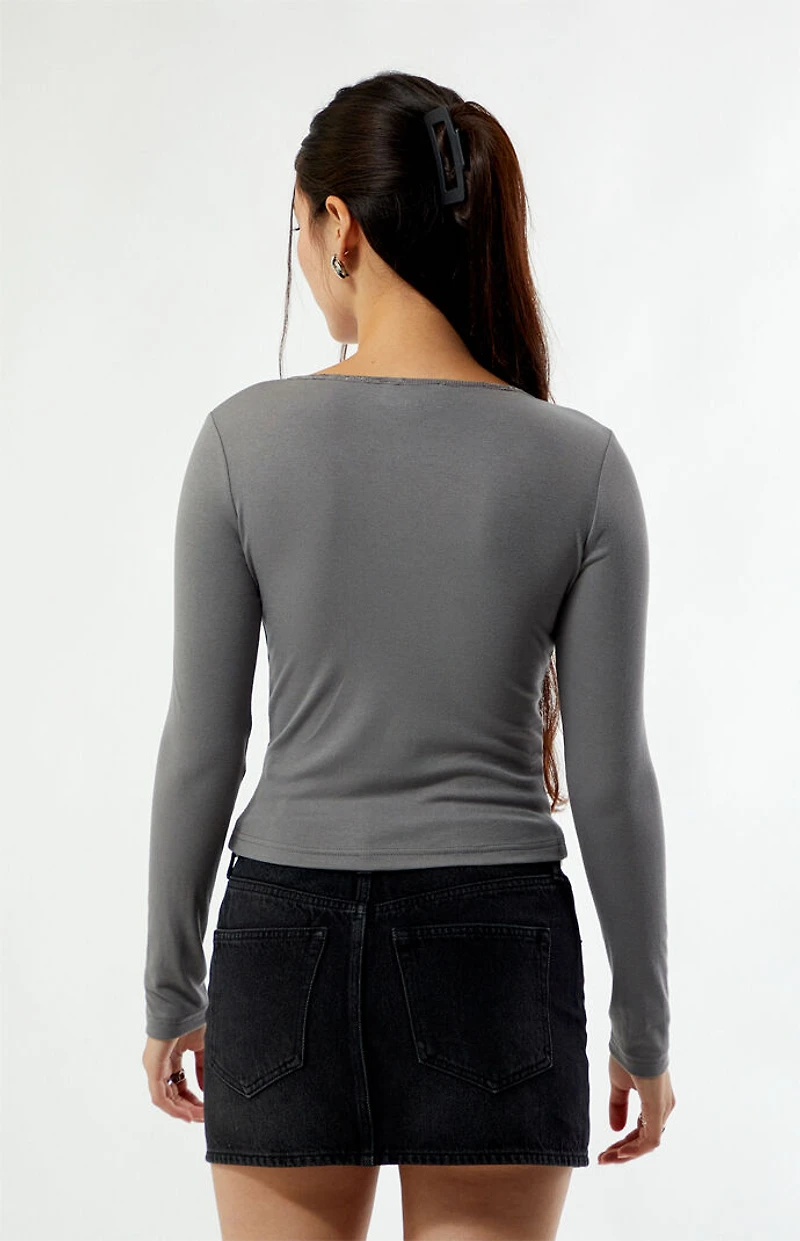 Your Favorite Zoey V-Neck Lace-Up Long Sleeve Top