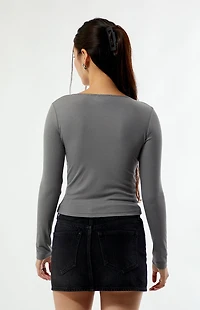 Your Favorite Zoey V-Neck Lace-Up Long Sleeve Top