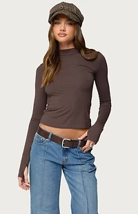 Edikted Binta Mock Neck Long Sleeve Top