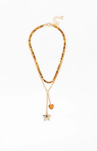 LA Hearts Raven Beaded Layered Necklace