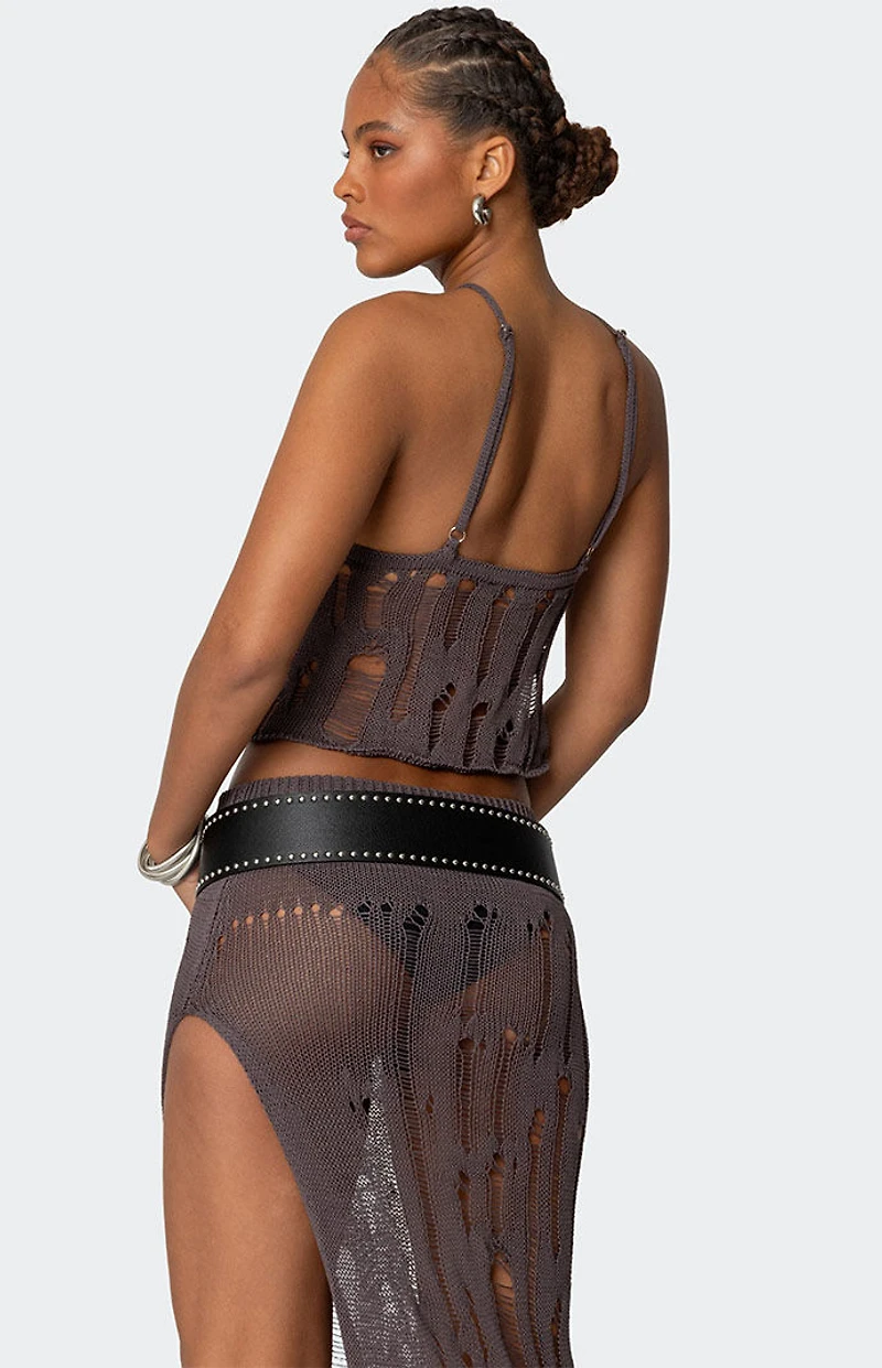 Edikted Jaynie Distressed Knit Top