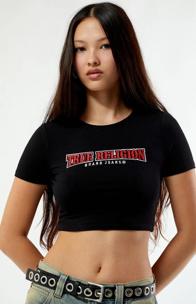 True Religion Anniversary Crystal Spicy Cropped T-Shirt