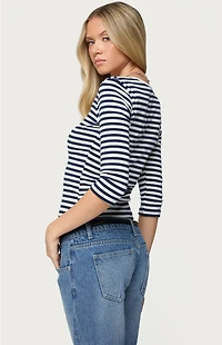 Edikted Poppie Striped V Neck Top