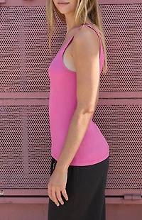 John Galt Pink Ribbed Amaya Tank Top