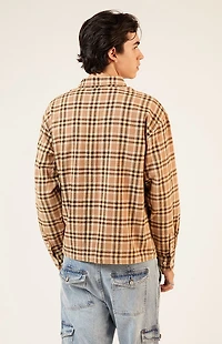 Pacsun Tan Washed Cropped Flannel Shirt