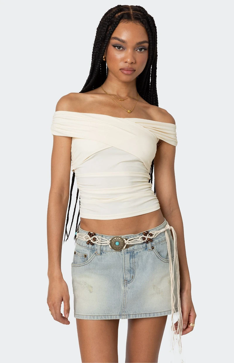 Edikted Crisscross Off Shoulder Top