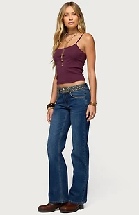 Edikted Studded Low Rise Straight Jeans