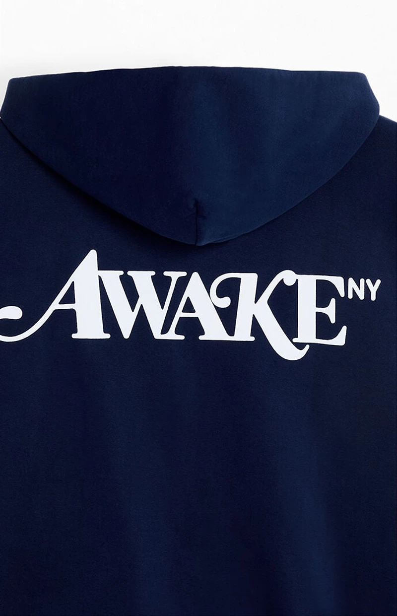 Awake NY Navy Logo Full Zip Hoodie