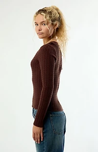 Your Favorite Maple Cable Knit V-Neck Sweater
