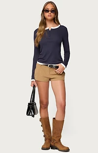 Edikted Contrast Layered Look Henley Top