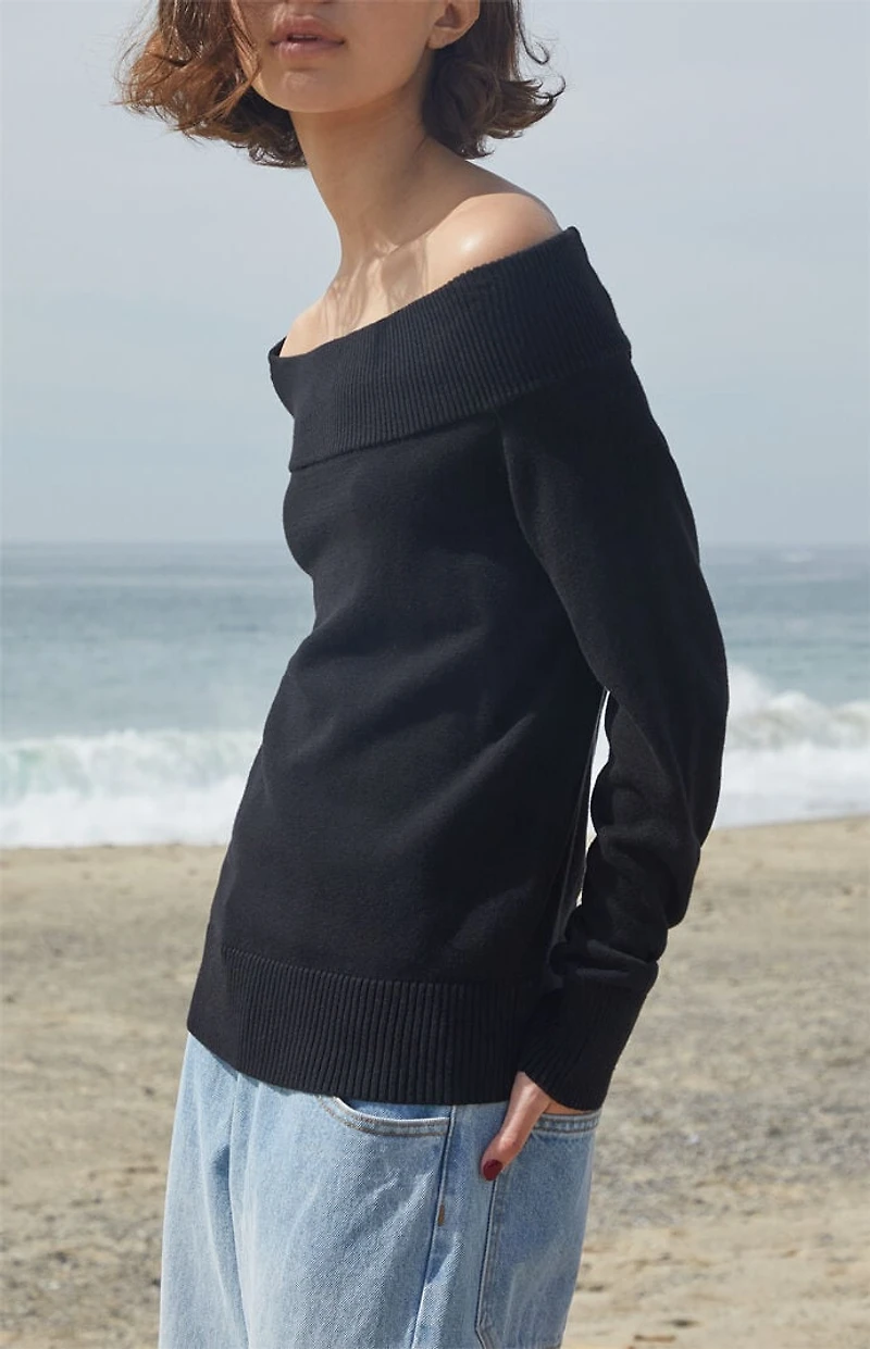 John Galt Black Renata Off-The-Shoulder Sweater