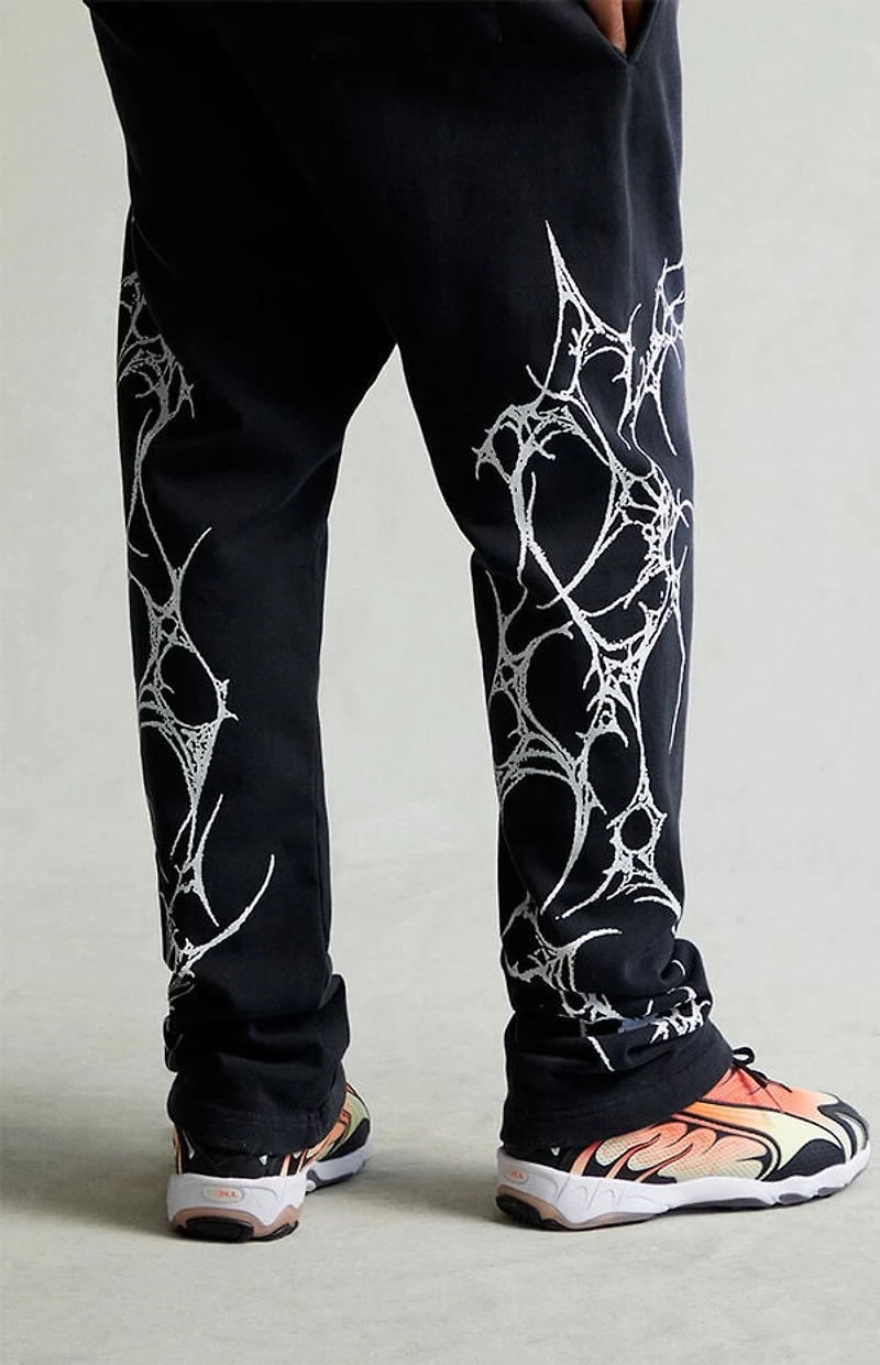 Pacsun Washed Black Graphic Fleece Straight Leg Sweatpants