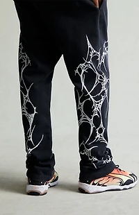 Pacsun Washed Black Graphic Fleece Straight Leg Sweatpants