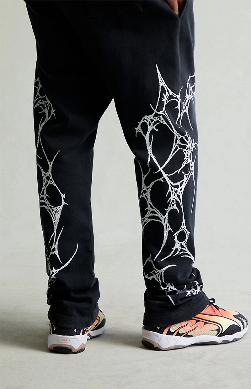 Pacsun Washed Black Graphic Fleece Straight Leg Sweatpants