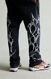 Pacsun Washed Black Graphic Fleece Straight Leg Sweatpants