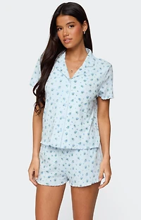 Edikted Camden Floral Pointelle Button Up Shirt