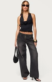 Edikted Aliyah Zip Low Rise Jeans