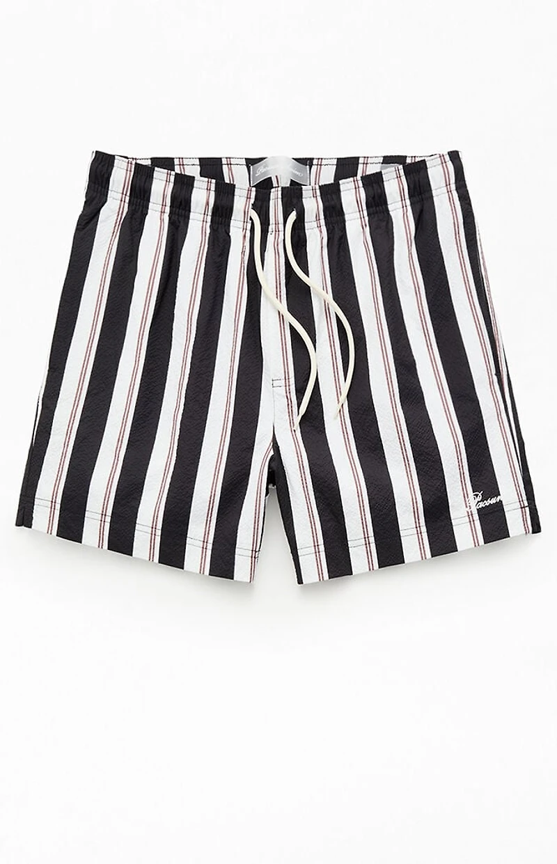 Pacsun Basket Dark Striped 4.5" Swim Trunks