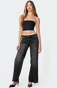 Edikted Karlie Lace Trim Jeans