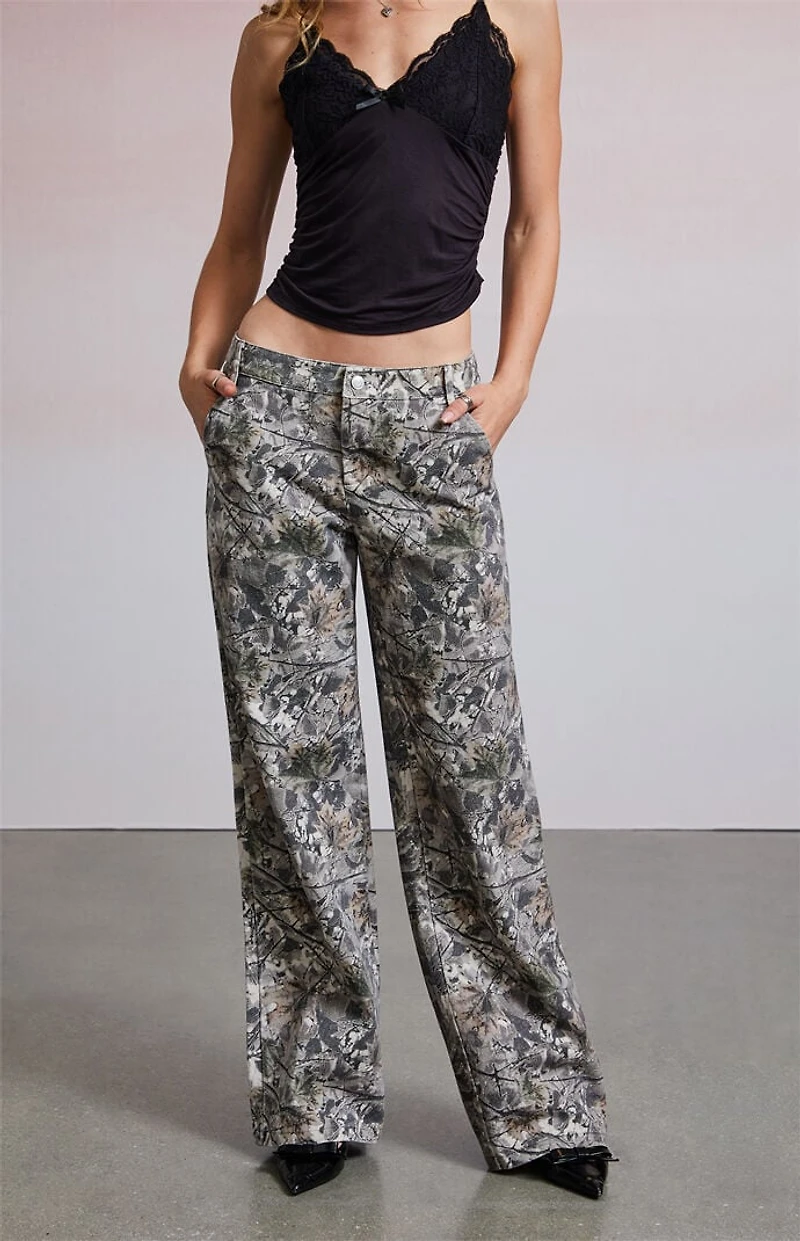 Third Charm Tree Camo Low Rise Baggy Jeans