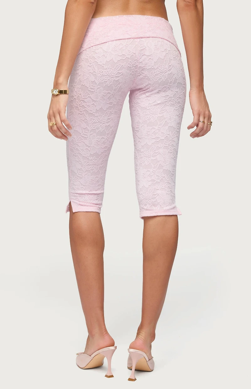 Edikted Talisa Foldover Lace Capri Pants