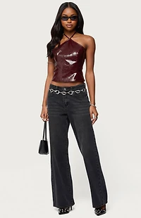 Edikted Hailie Faux Leather Halter Top